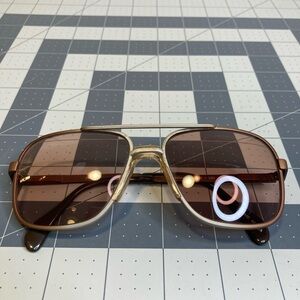 Vintage 70s Menrad 483-060 145 Brown Aviator Pilot Metal Sunglasses Frame Malta